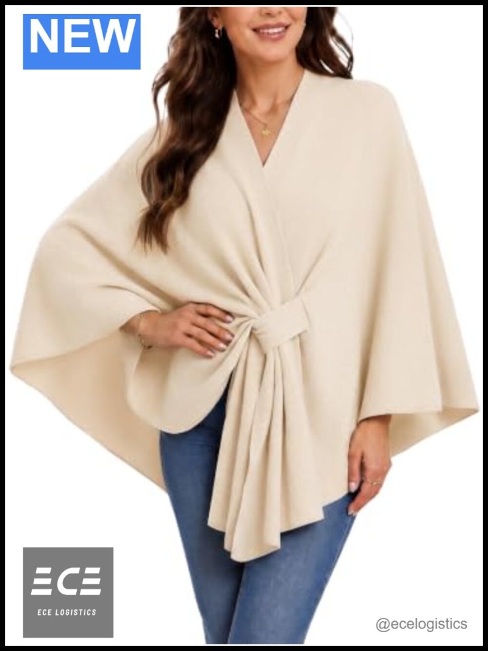 Women's Soft Knit Open Front Shawl Wrap Poncho Sweater One Size
